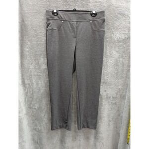Business Casual Gray Pull On Pants Women Medium Minimalist Stretch Workwear Crop